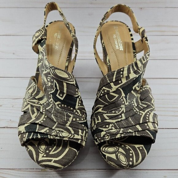 Naturalizer N5 Womens Size 10W Brown Lulianna Peep Toe Wedge Comfort Sandal Shoe - Picture 5 of 9